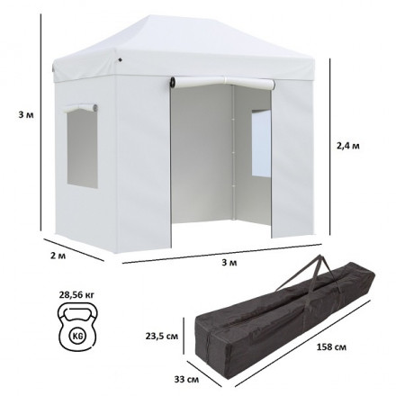 Тент-шатер быстросборный Helex 4320 3x2х3м (раскладывается гармошкой)